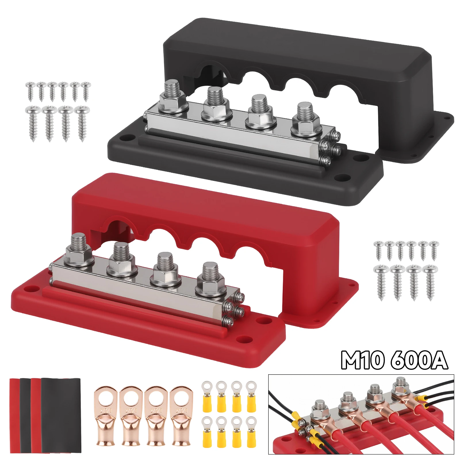 Car Distribution Block Bus Bar Terminal Block Stud Brass Contact Plates M10 3/8
