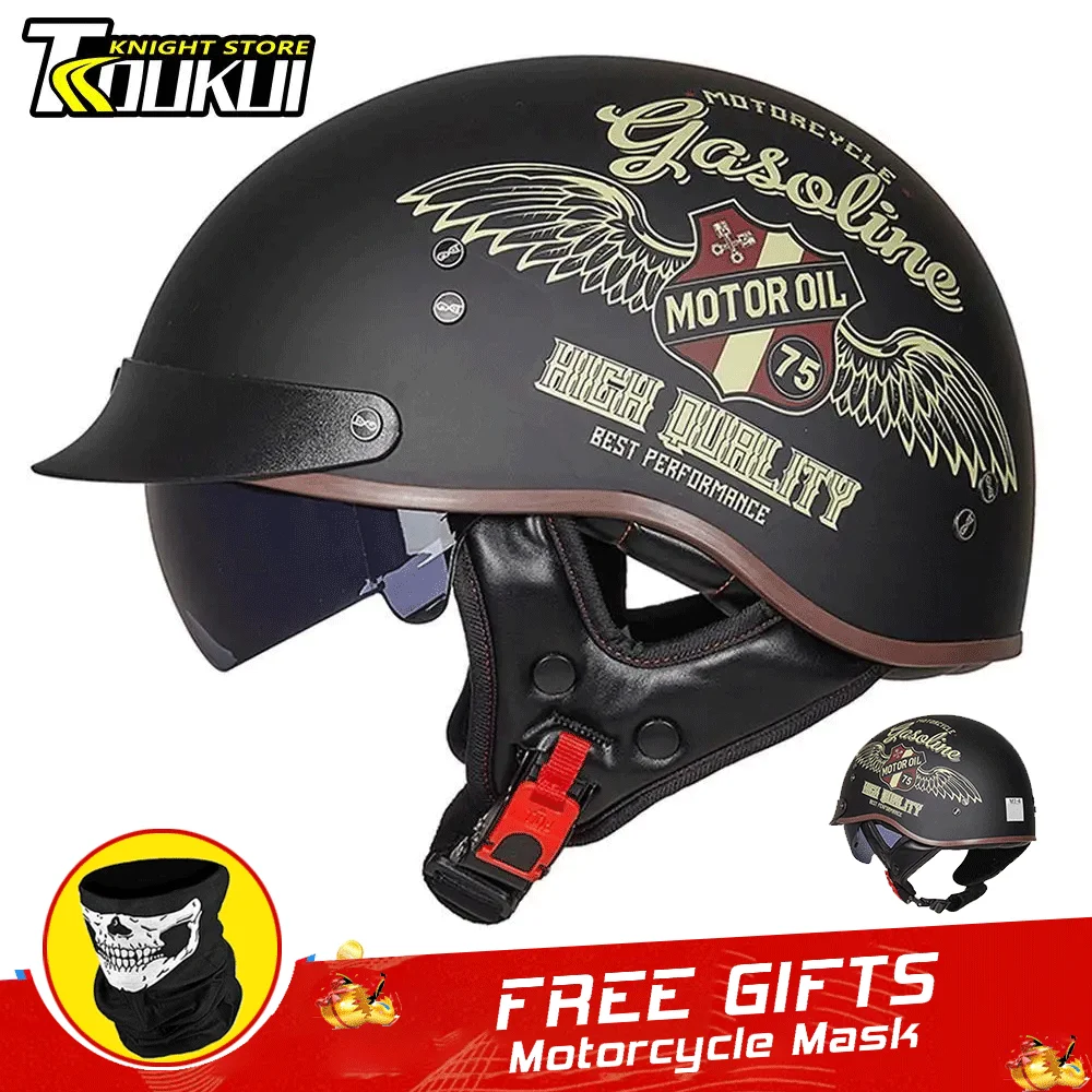 

Retro Motorcycle Helmet German Classic Moto Helmet DOT Certification Casco Moto Half Helmet Capacete De Moto Removable HD Visors