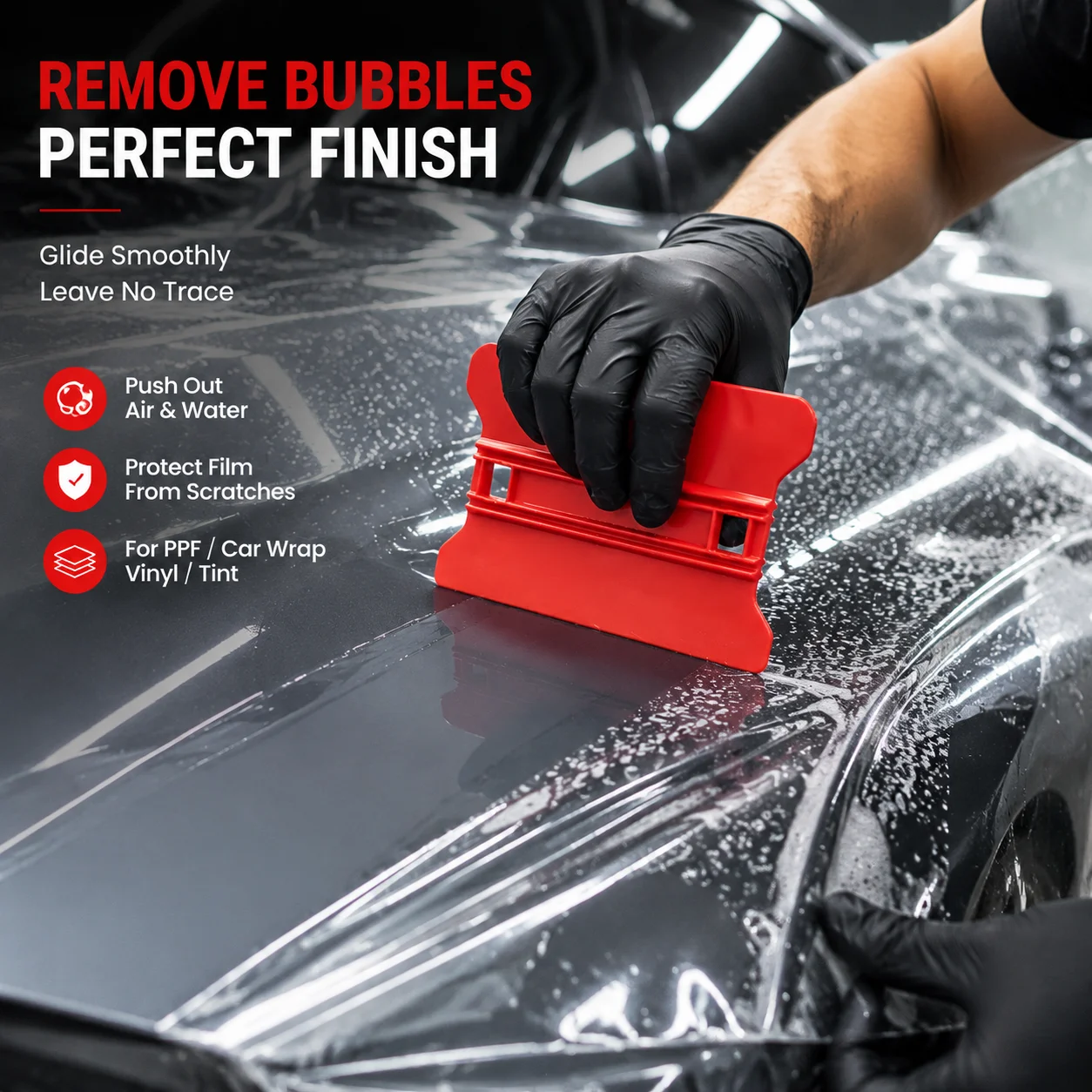 Flexible Plastic Squeegee Car Wrap Tool PPF Vinyl Film Applicator Ultra Thin Edge Bubble Remover Window Tint Tool