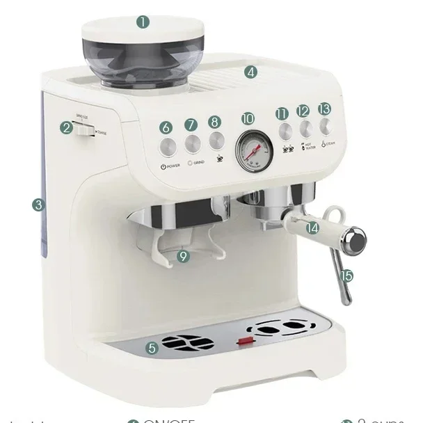 # l Semi Automatic Espresso Cafe Machines professional Commercial Express Espresso Coffee Machine with Grinder - view 2