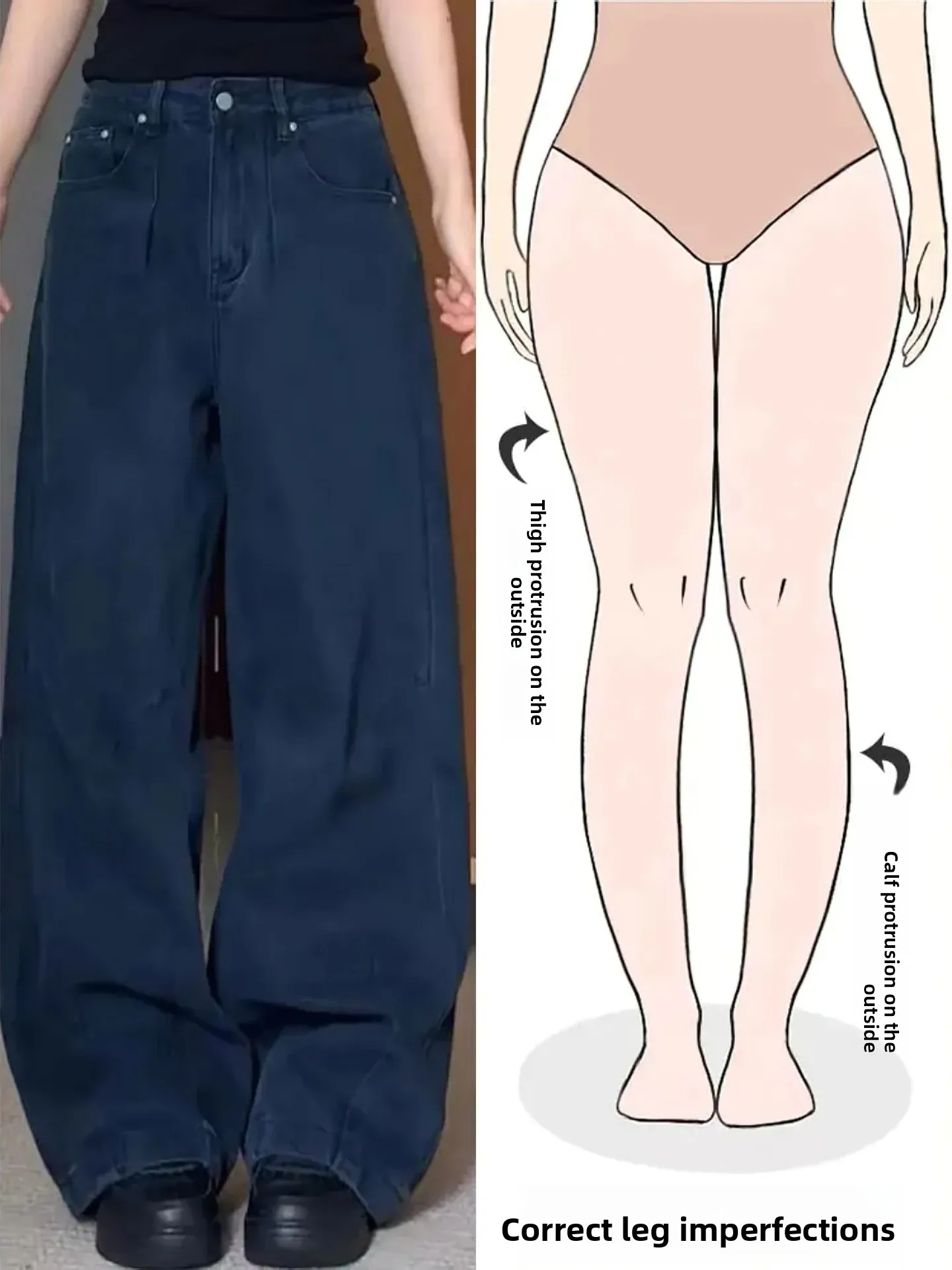 

American Retro High Waist Straight Leg Jeans Women Loose Wide Leg Floor Length Pants Autumn New High Street Pear Shaped Body