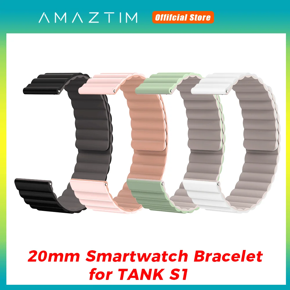 20MM Magnetic Strap For AMAZTIM TANK S1 Smartwatch Fashion Silicone Bracelet Quick Release Waterproof Wrist Strap for Women Men