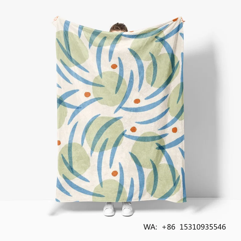 Breathable Winter Blankets with logo New Plush Blanket for Couch Personalized Print 290gsm Fleece Blanket for Home Decor Sofa