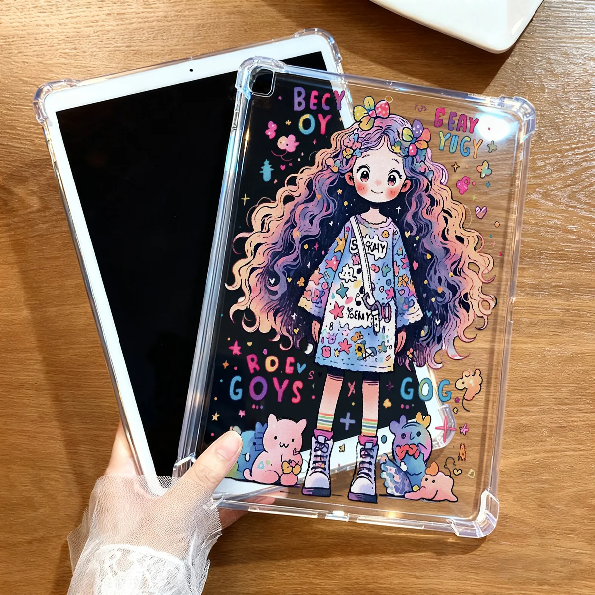 Cartoon Girl Tablet Case For iPad Pro 12.9 13 11 inch 9.7 iPad 11 10.9 6 5 10.2 4 3 2 Air 13 11 2 1 Mini 7 6 5 4 3 2 Cover Funda