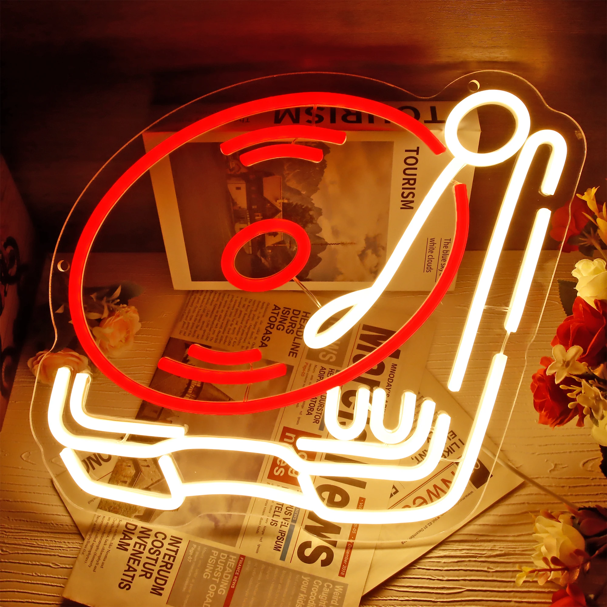 Static Studio Neon Sign DJ Vinyl Record, LED Wall Decor, Bar, Party Club, Bedroom Wall Face Light, Vinyl Records, Gift