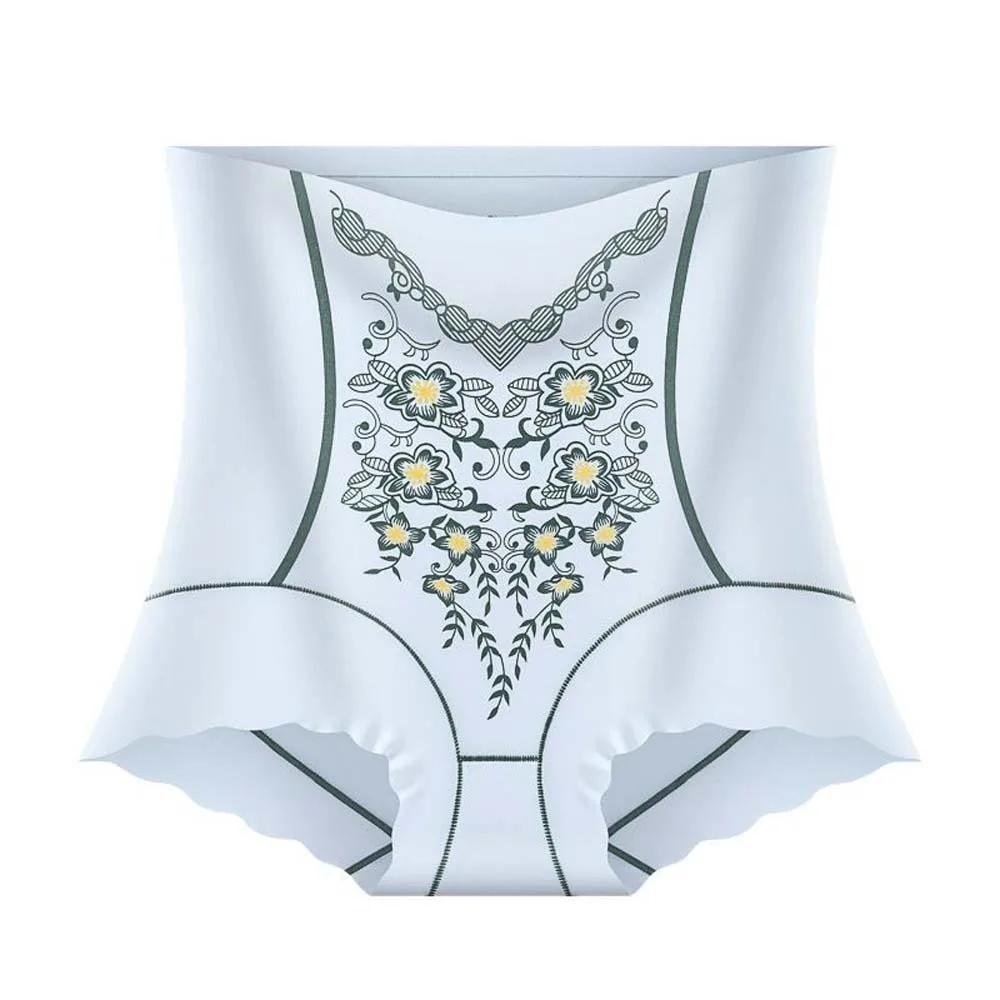 

High Waist Slimming Shaping Panties Shapewear Floral Flower Tummy Control Underwear Belly Contracting Cotton Crotch