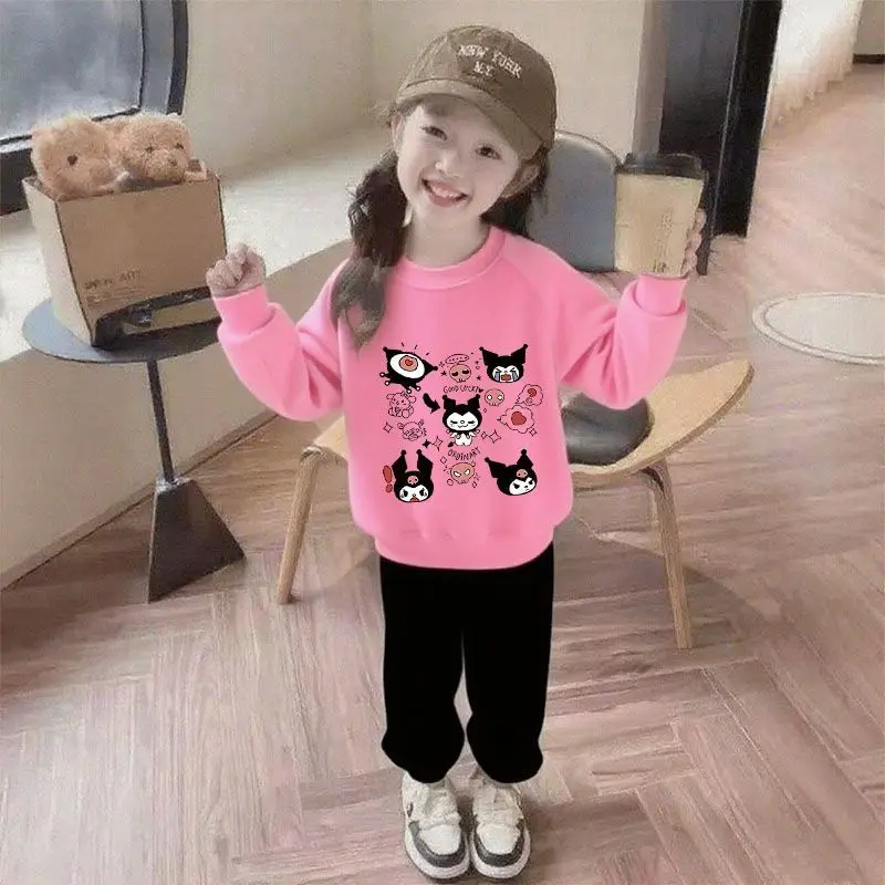 

Autumn Winter Kawaii Sanrio Kuromi Anime Casual Hoodie Clothing Cute Cartoon Fleece Cotton Long Sleeved Top Gifts Toys