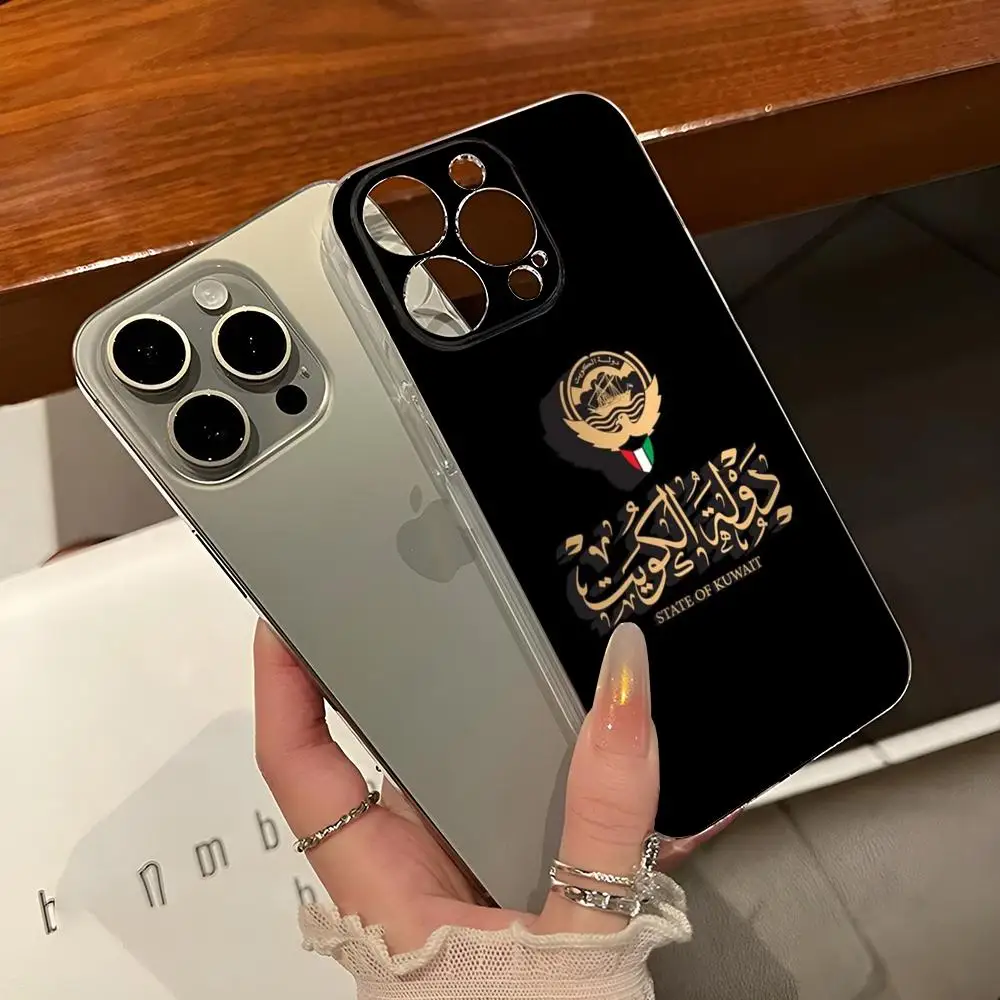 Custodia per telefono mappa bandiera passaporto Kuwait per iphone 14Pro 15 11 12 14 Pro Max Mini 6 6s 7 8 Plus X XR XS SE2020 Cover trasparente