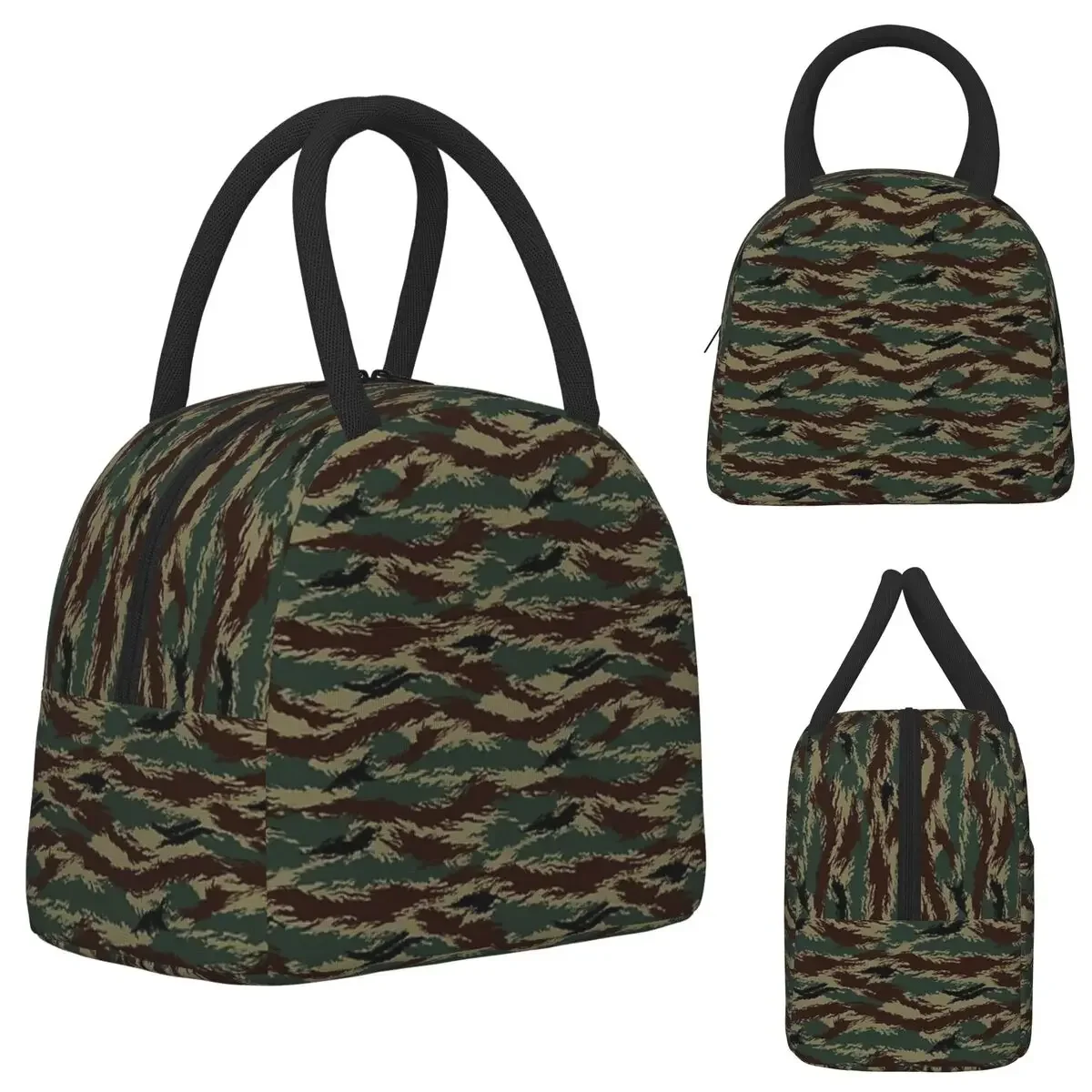 Tiger Stripe Camouflage Military Camo Insulated Lunch Bag for Women Office Cooler Thermal Tote Portable Lunch Boxes Container