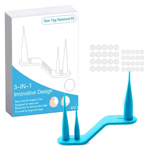 3-IN-1 Auto Skin Tag Removal Kit ไม่เจ็บปวดผิวป้าย Mole สิวกําจัดหูดชุดปากกาทําความสะอาด Swabs Facial Beauty Care เครื่องมือ