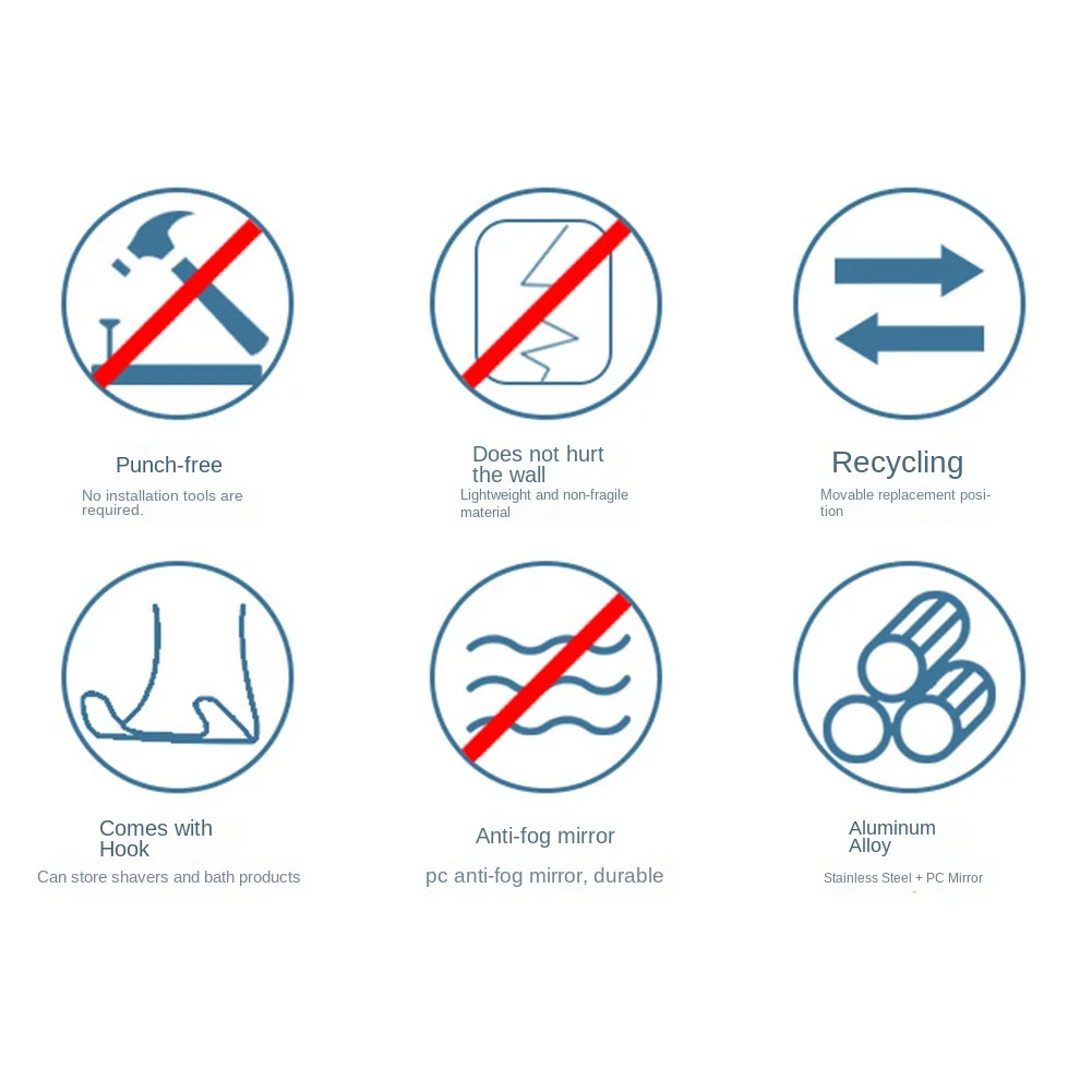 

A84Z-1 шт. портативное зеркало для бритья для душа с присоской для ванной комнаты, настенное крепление, противотуманное зеркало для макияжа, ванная комната