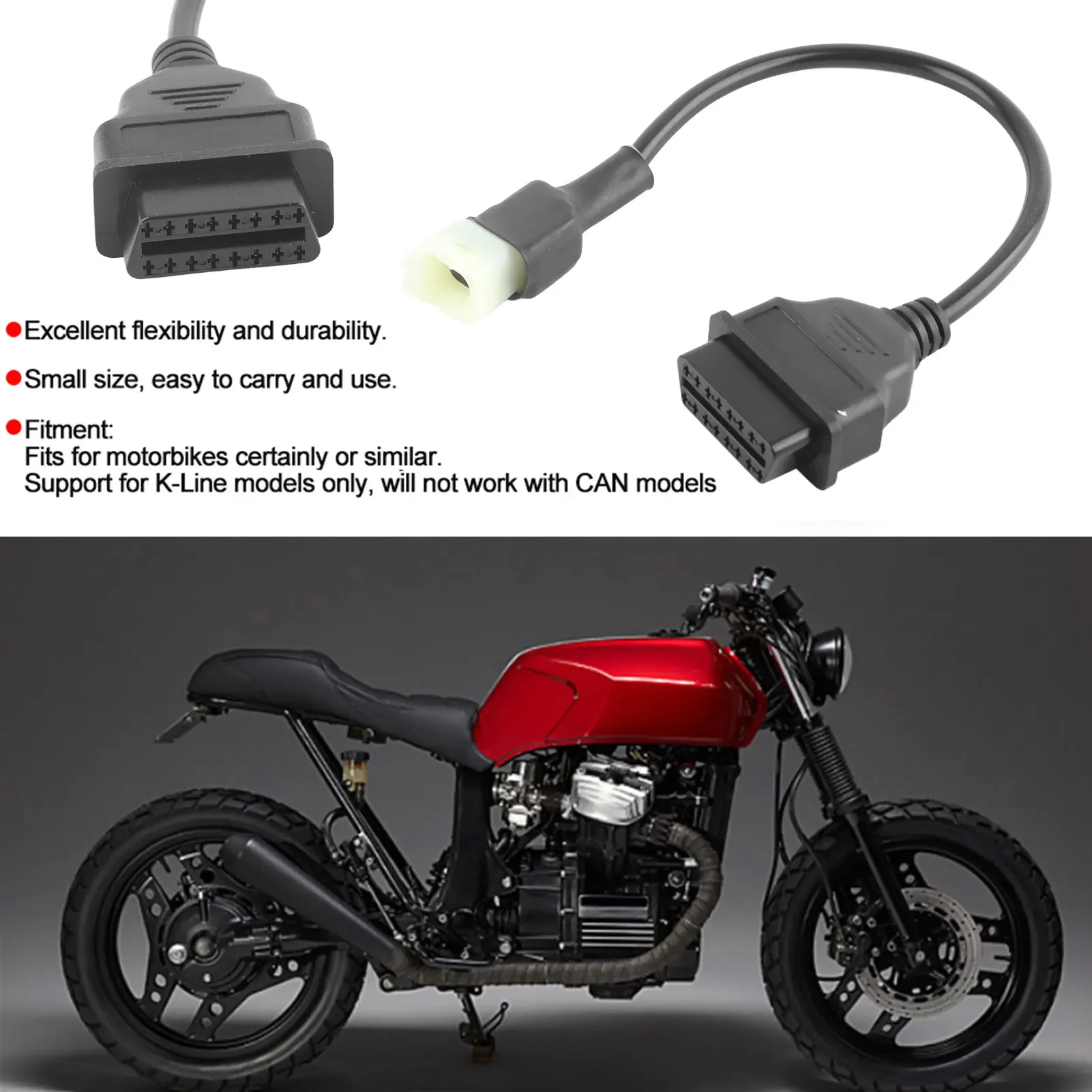 OBD2 To 4 Pin Diagnostic Adapter Cable Motorcycle Fault Detection Parts Fit For Motorbikes Or Similar