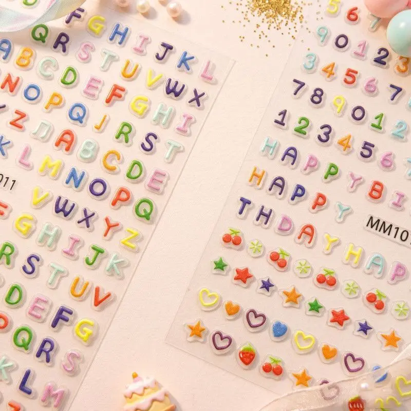 Colorful Relief Alphabet Number Stickers DIY Kpop English Keyboard Keycap Sticker Decals for Laptop