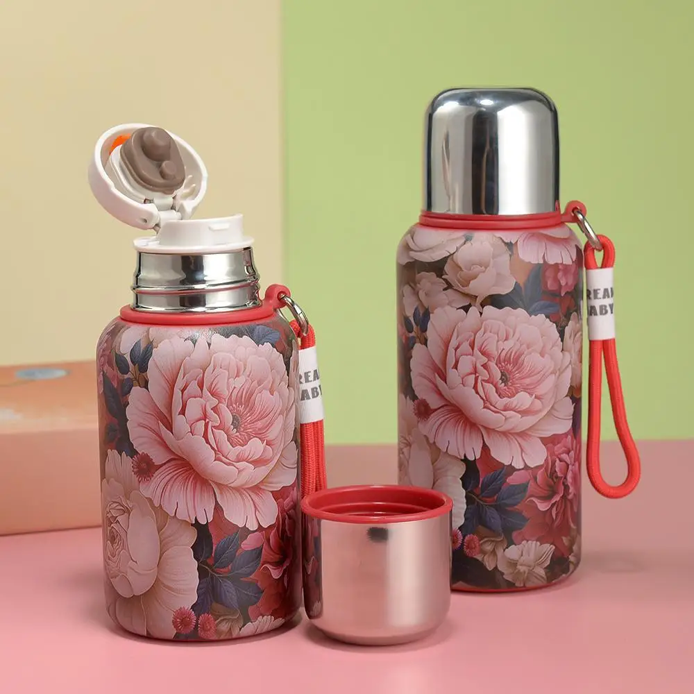 New Chinese style flower double drink insulated cup, tea water cup, high appearance cup, accompanying cup