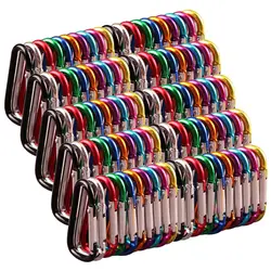 100PCS/Lot Colorful Aluminium Alloy Climbing Buckle Keychain Carabiner Safety Buckle Hook Outdoor Camping Hiking Tools Random