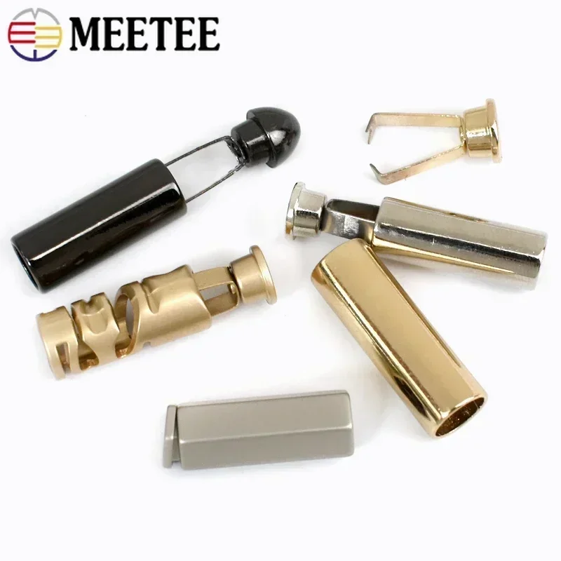 50/100 Pz Meetee 6mm Cavo di Metallo Blocco Tappo Corda End Bottone Tappo Appeso Campana Fibbia Borsa FAI DA TE Indumento Cordino Accessori Per Cucire