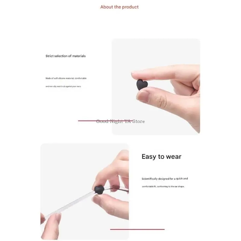  10 Pairs Fashionable Heart Shaped Glasses Grips AntiSlip Silicone Covers Assorted Colors Accessory for Daily Use