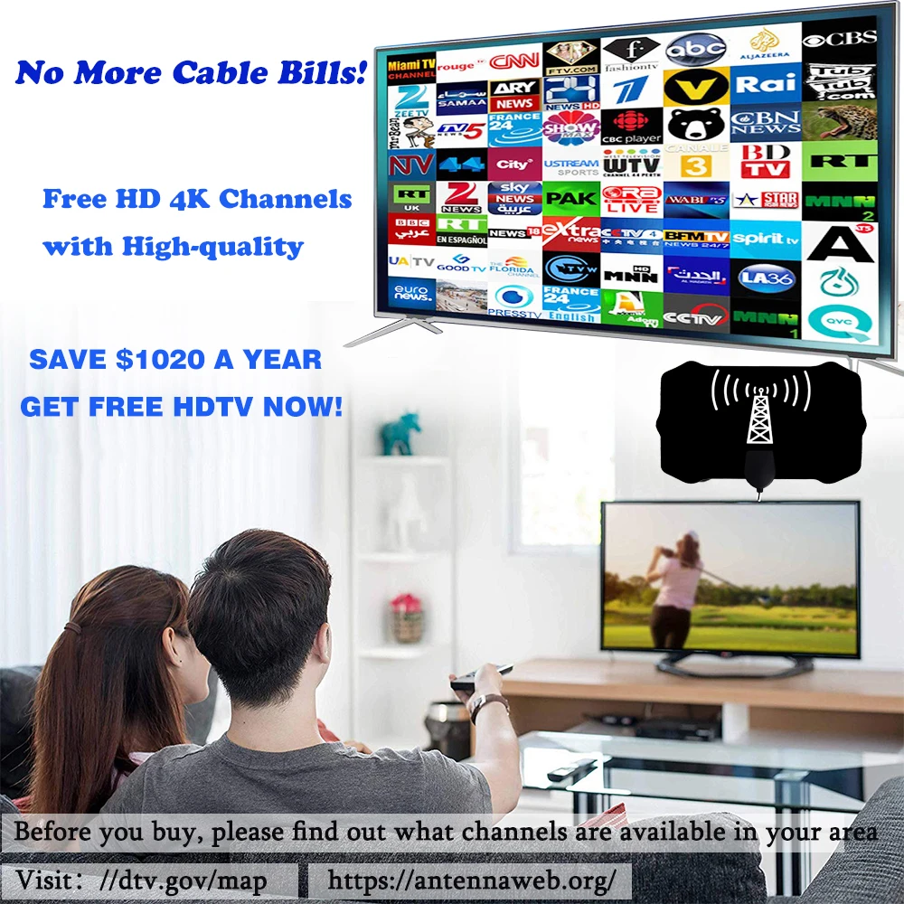 2024 Newest TV Antenna Indoor Digital, Long  5000Miles Range Smart TV Antenna, HD Antenna Amplified Support  8k 4K 1080p