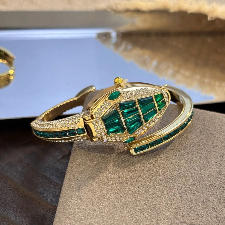 Ladies Snake-Shape Color Diamond Bracelet Watch Elegant Luxury Cross-Border Best-Selling Fashion Star Quartz Watch image 6