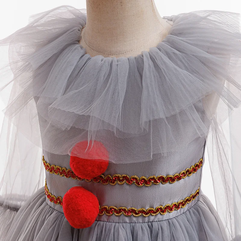 رمادي بنات جوكر تأثيري هالوين زي توتو فستان زاحف مهرج الاطفال كرنفال ملابس للحفلات الأطفال تول فستان حفلة تنكرية #6