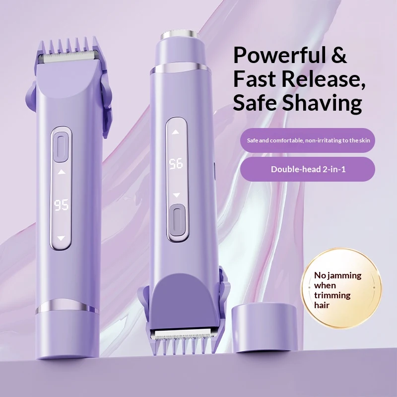 Women's Dual-Head Electric Shaver 2-in-1 Hair Removal Trimmer for Body Legs Underarms Rechargeable Waterproof Grooming Kit No Li