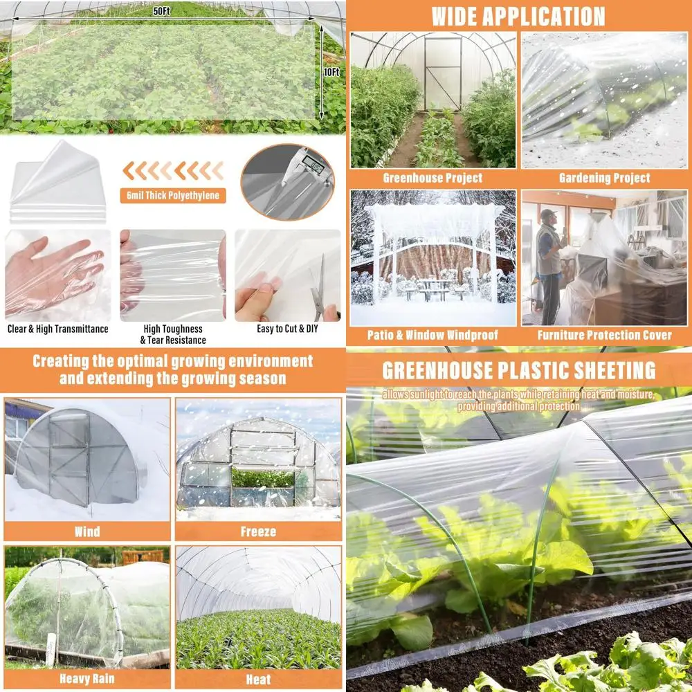 

Winter 6 Mil Clear Plastic Cover for Plants - Cold Weather Protection for Gardens and Farms