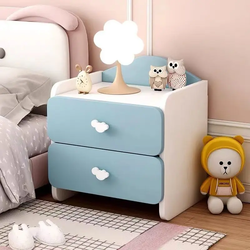 Modern Double Drawers Nightstand Kid Cute Dressing Bedside Table Household Multifunctional Girl Small White Cabinet Furniture