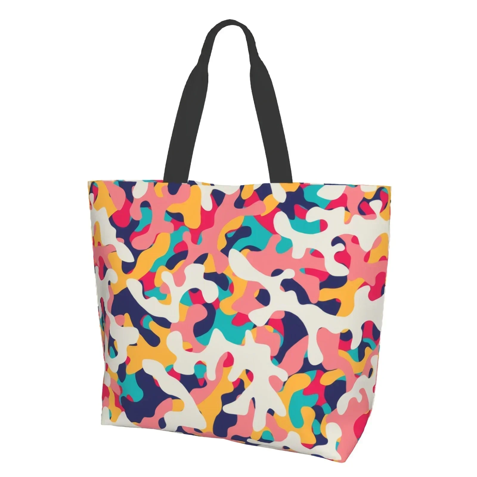 Abstract Camo Fantasy Tote Bag Fashion Multicolor Women Shoulder Handbag For Reusable Shopping Bag Outdoor School Shoulder Bag