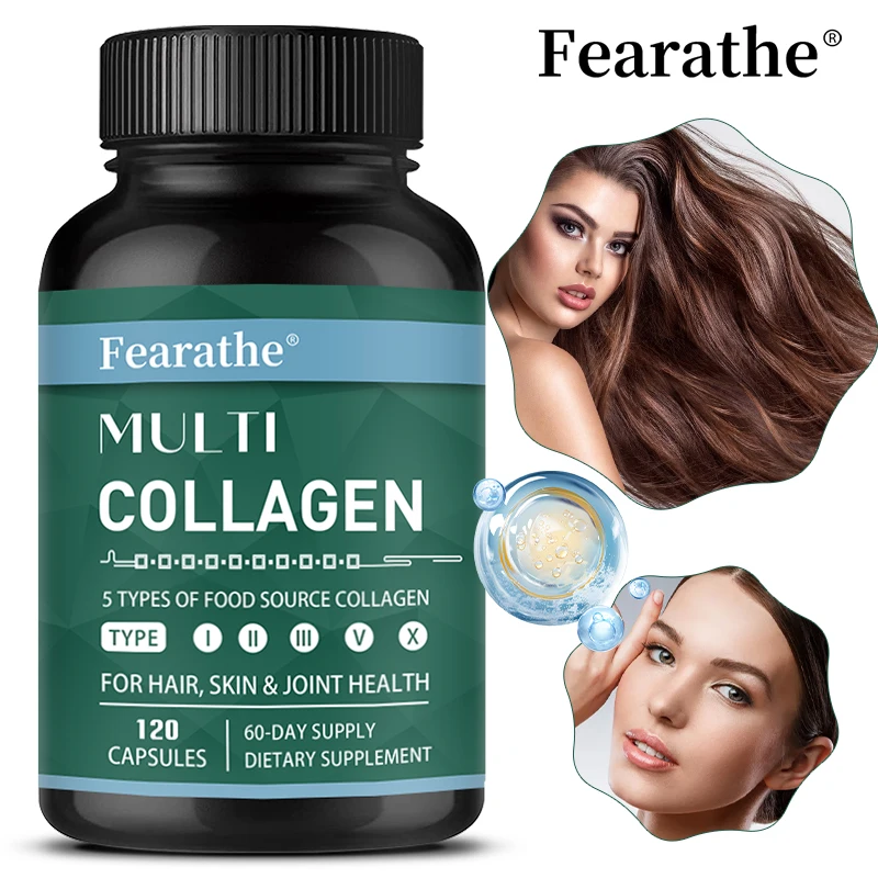 

Hydrolyzed Multi Collagen Capsules, 5 Types I/II/III/V/X Collagen, Antioxidant Support Skin Hair Nail, Joint Bone & Gut Wellness