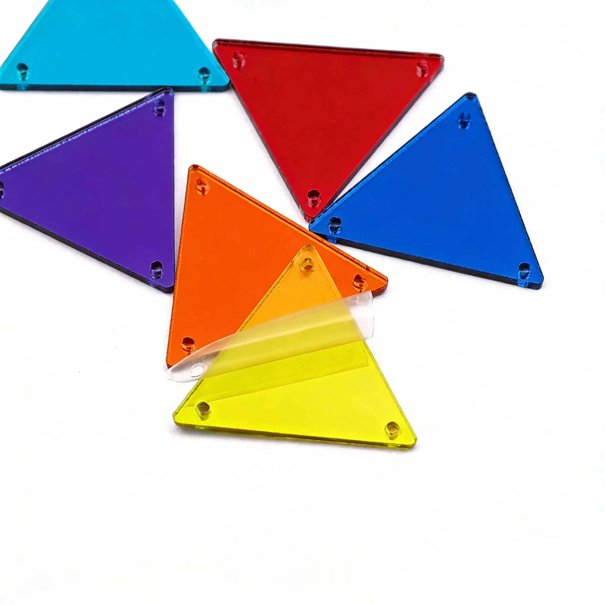 

Треугольные акриловые зеркальные стразы для пришивания, для рукоделия, плоские, для декора одежды и платьев