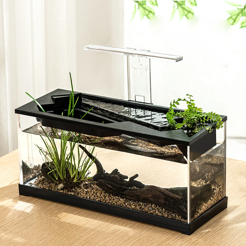 20 Gallon Ultra Clear Fish Aquarium Desktop Decorative Fish Tank Modern Saltwater Fish tank with Water Pump