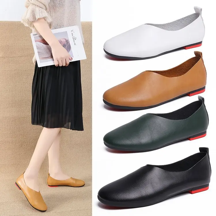 Women\'s Flat Shoes Handmade Women Shoes 2021 Spring/autumn New Vintage Slip on Loafers Plus Size Female Shoe Zapatos De Mujer