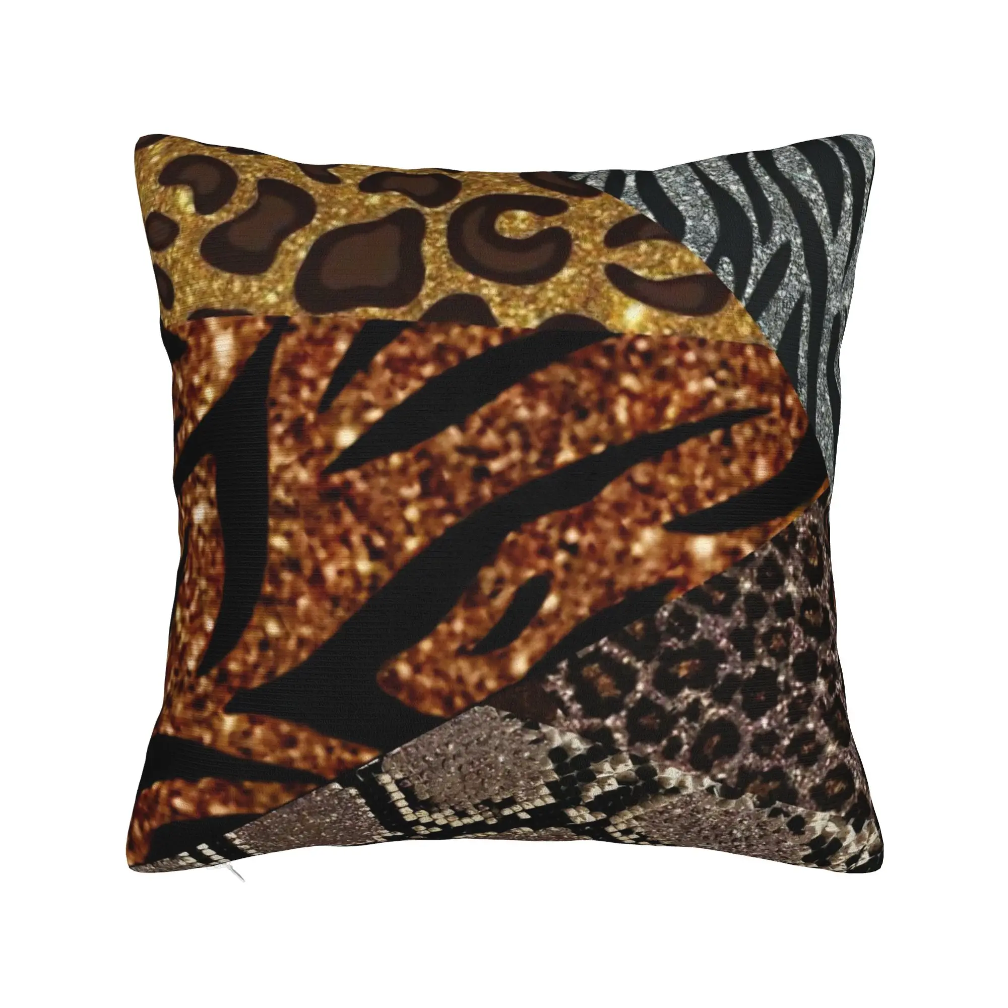 Leopard Patchwork Spliced Square Pillow Case  Cushion Cover Creative Zipper Decorative Pillowcover for Car 40*40cm