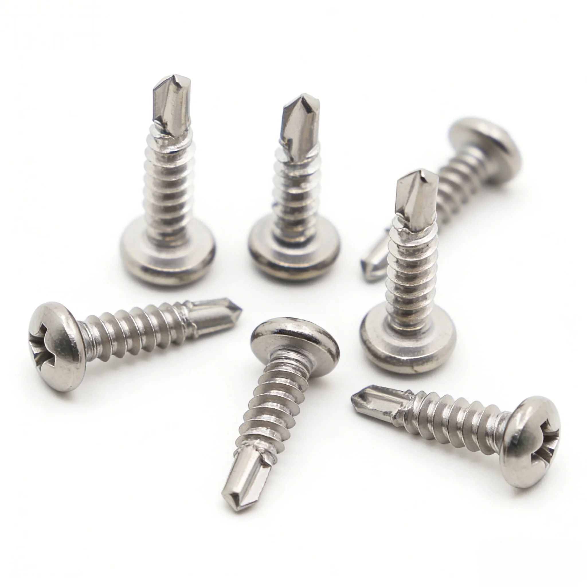 Selbstbohrende Kreuzschlitz-Flachkopfschrauben aus Edelstahl 410, DIN7504, Bohrschrauben M4,2–4,8 * L 13–70 mm