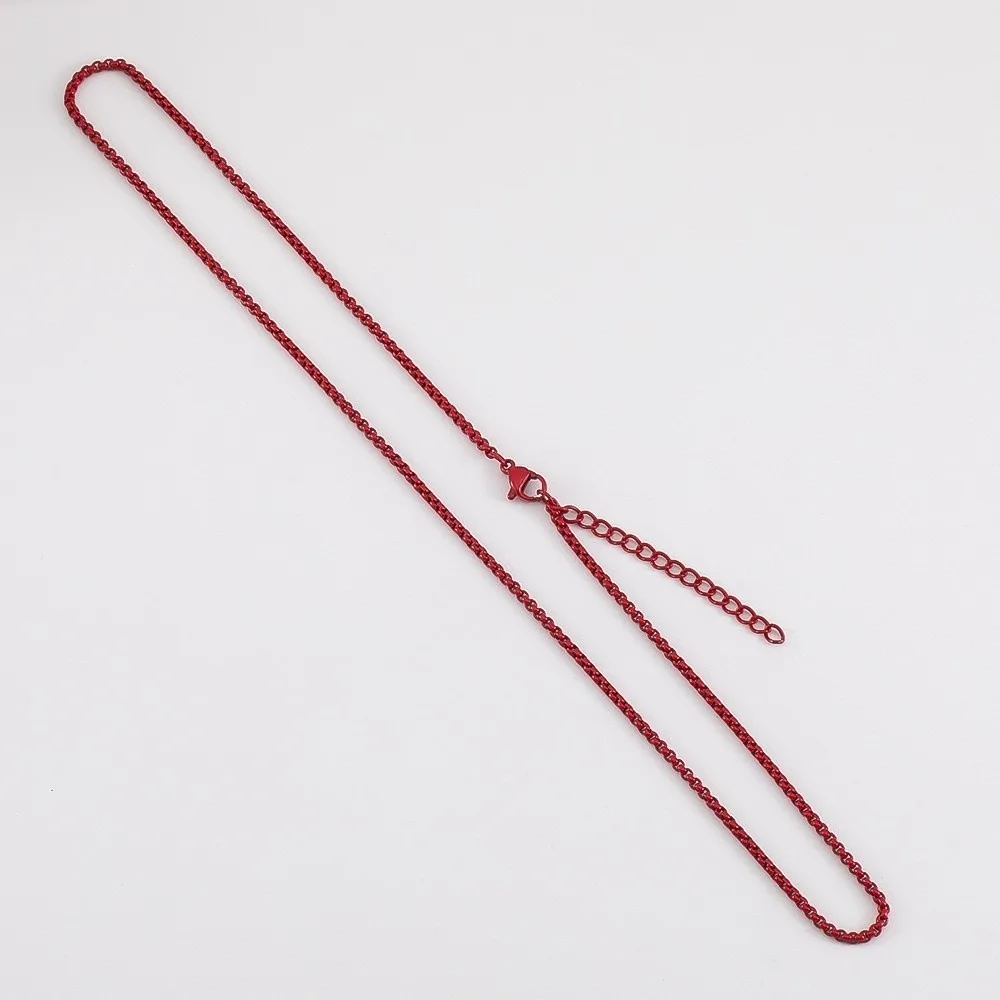 Trendy 7 Color Painted Chains Necklace Stainless Steel DIY Chain Necklace Punk Jewelry Making Basic Summer Choker Chain Gift