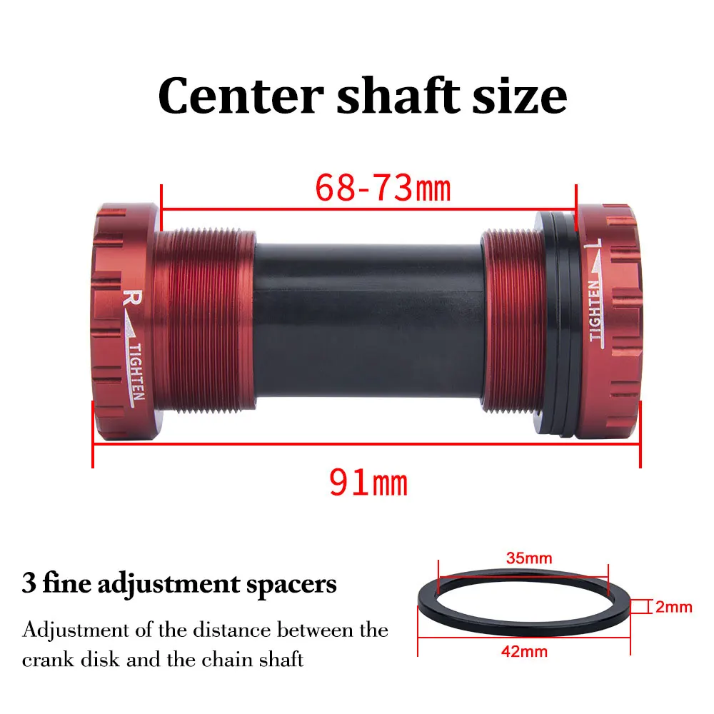 BOLANY Bicycle Center Shaft Mountainous Road Bike Bottom Sealed Bearing BB91 Threaded Center Shaft Bicycle Accessories