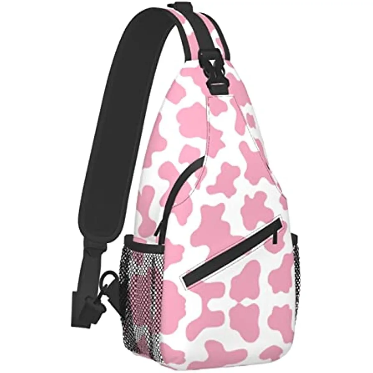 Pink Cow Print Sling Bag Crossbody Backpack Hiking Travel Daypack Chest Bag Lightweight Shoulder Bag for Women Men Casual