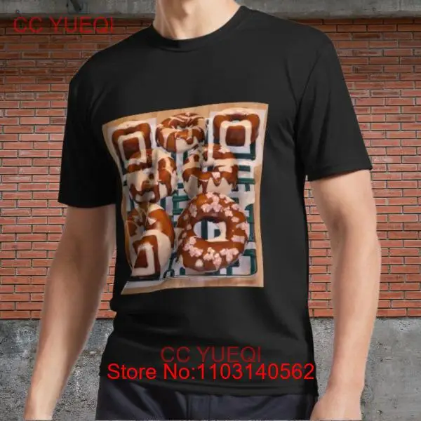 Scannable Donut QR Code Donut Worry Logo Men's Black T-Shirt Funny Size S to 5XL