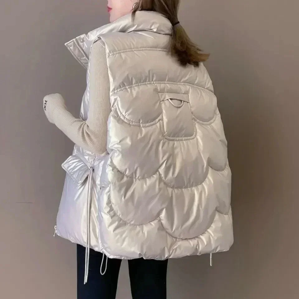 2024 New Down Cotton Vest for Women Autumn Winter Lightweight Vest Casual Loose Jackets Coats Women Fashion Sleeveless Parkas
