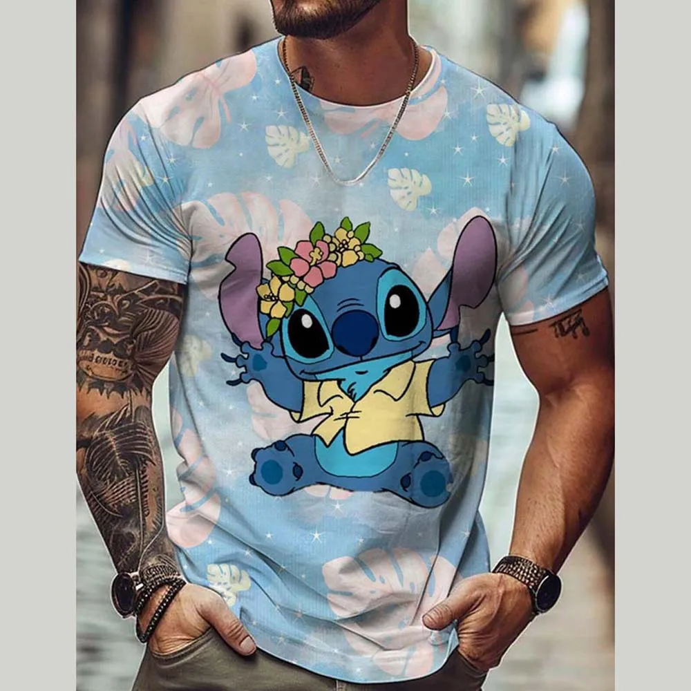 

New Lilo & Stitch T-shirt Fashion Disney 3D Printing Men's T-shirt Loose Casual Boys Girls Short Sleeve Disney Stitch Clothing