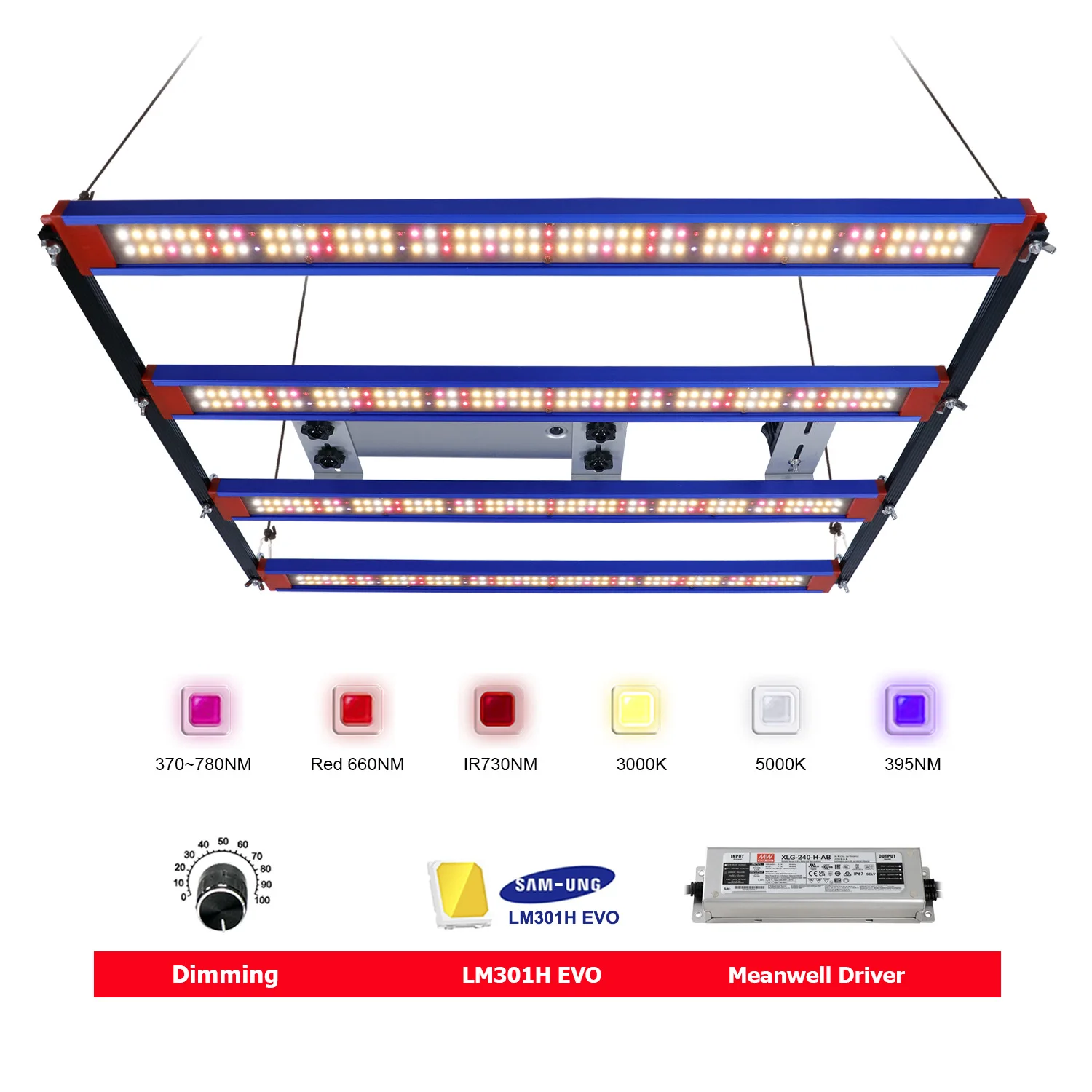 650w 1000w Samsung Lm301h EVO Full Spectrum LED Grow Light High PPFD 240w 320w Growing Lamp For Indoor Plant Growth Light Bloom