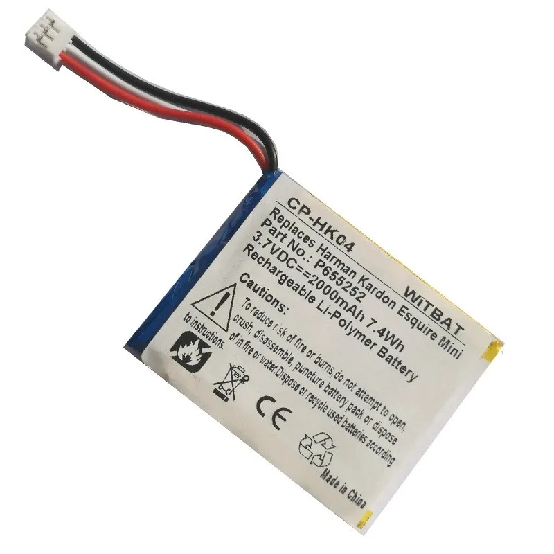 New P655252(3 Wire) CP-HK04 3.7V 2000mAh Portable Wireless Bluetooth Speaker Battery for Harman Kardon Esquire Mini Speaker