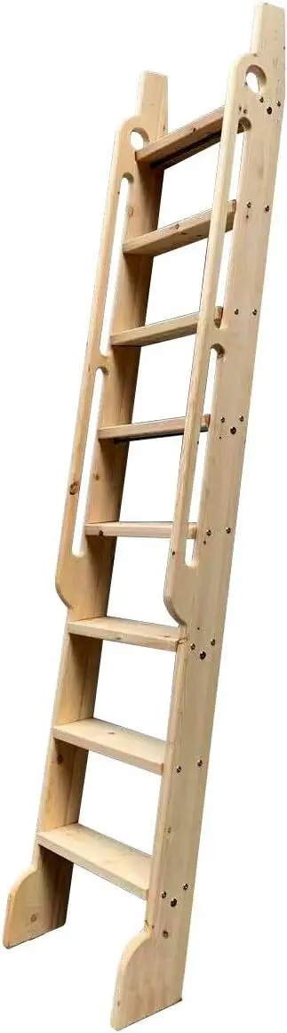 Library Wooden Step Ladder with Glab Handle,No Sliding Hardware