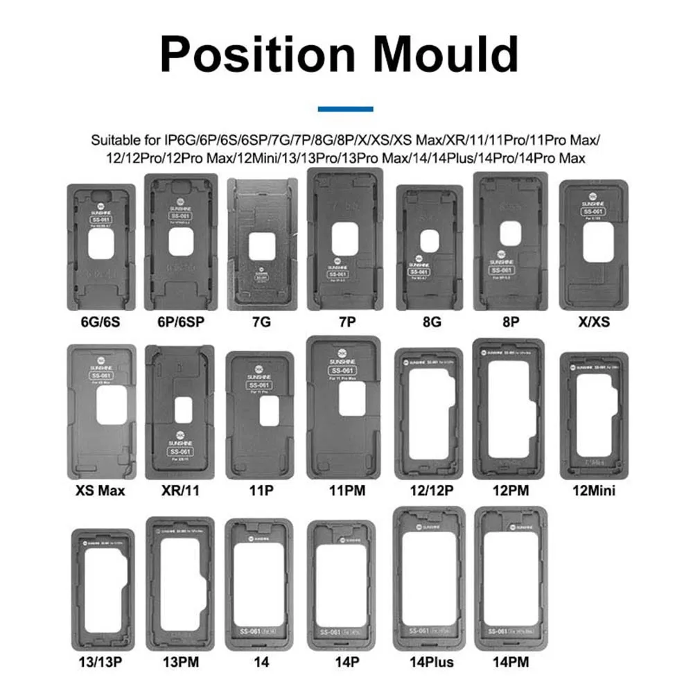 SUNSHINE SS-061 IP Series Positioning Mold for Precise Positioning, No Flip Cable for IP6G XS MAX 13 14 Pro Max Phone laminating