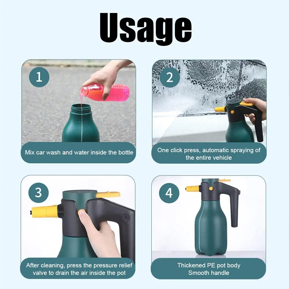 2L Electric Car Wash Spray Bottle Foam Wash Sprayer Pressure Car Nozzle Spray Car Hand Air Sprayer Pump Can Cleaning Foam W V0J5