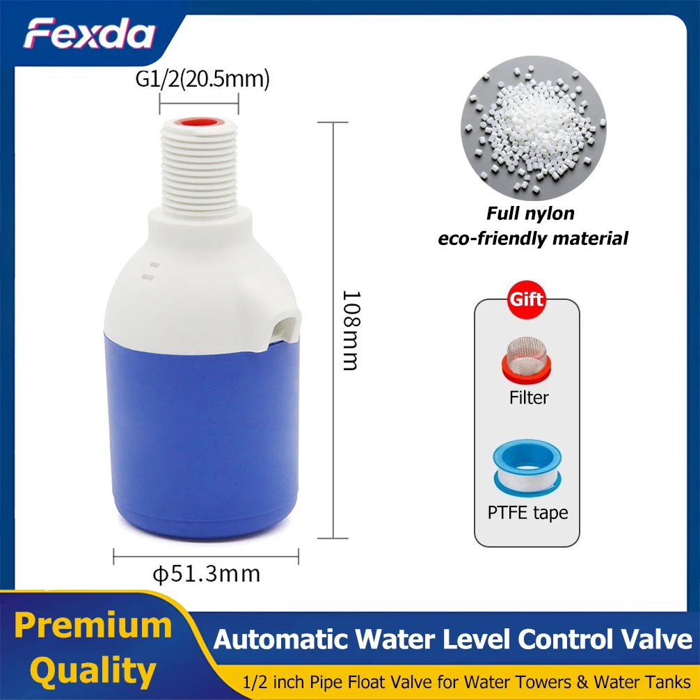 1/2 inch Fully Automatic Water Level Control Float Valve Automatic Shut-Off Mini Float Valve for Water Tanks and Water Towers
