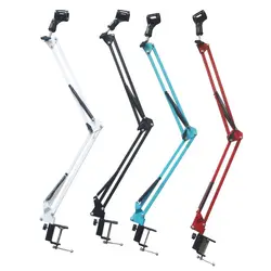 Microphone Desktop Adjustable Bracket Suspension Arm Scissor Arm Bracket with Microphone Clip Desktop Mounting Clip