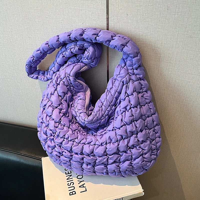 

Сумка через плечо Hobo с плиссированным дизайном, вышитая клетчатая сумка, сумки для подмышек, простые стеганые сумки на плечо большой вместимости