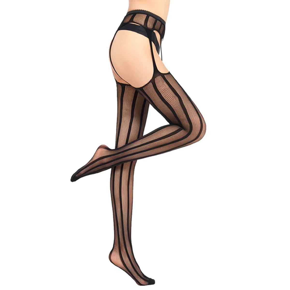 

1pcs Ladies Open-gear Suspenders One-piece Lace Jacquard Leggings