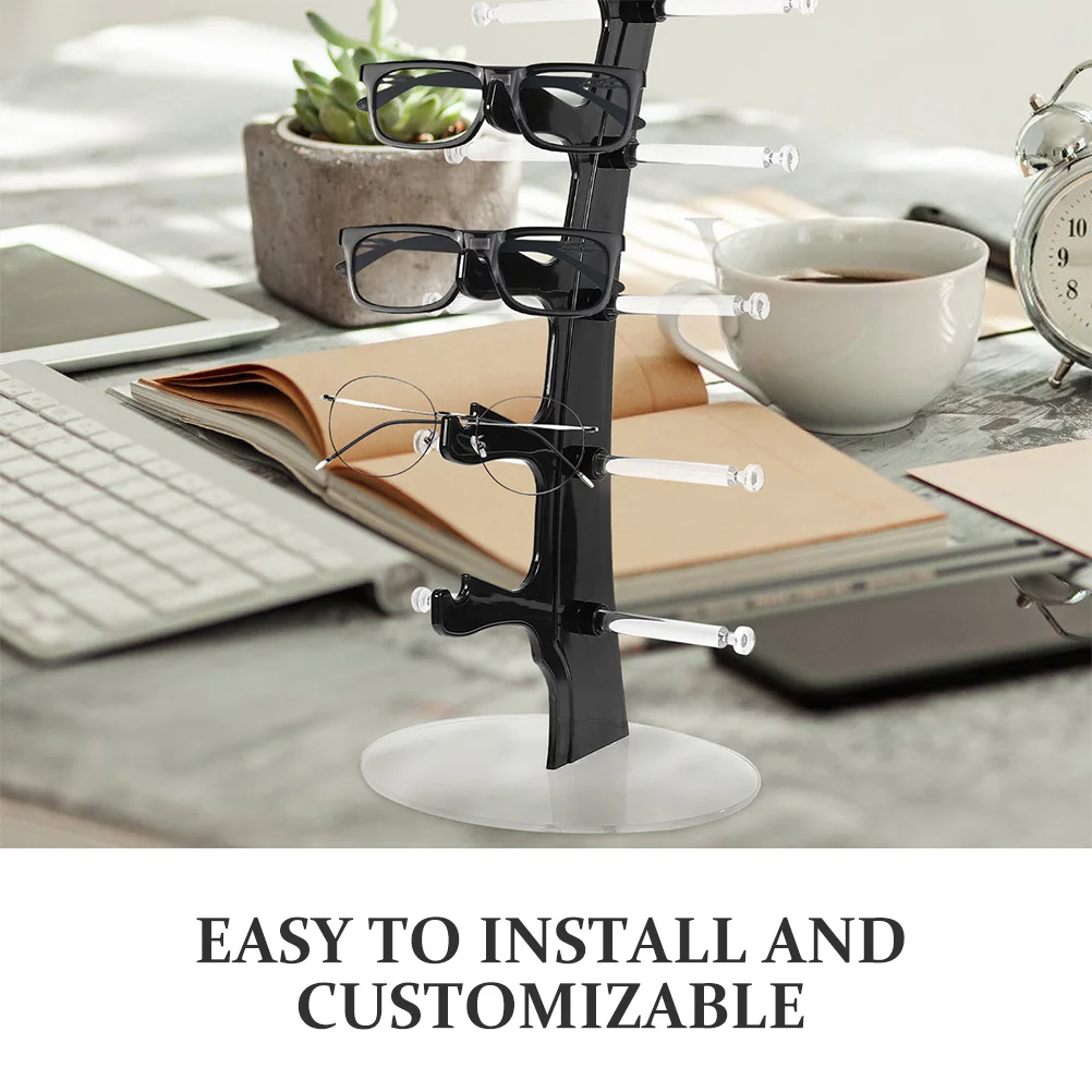 

2Pcs Glasses Display Rack Plastic Clear Sunglasses Stand for Multiple Eyewear Organizer Storage Holder Modern Desktop Decor